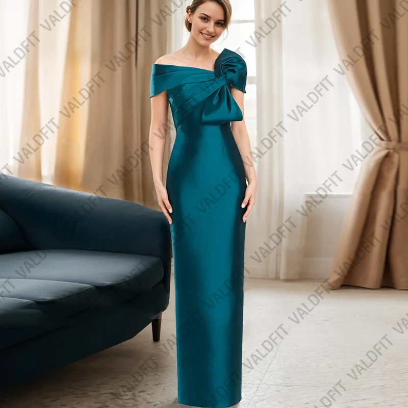 

Customized Long Sheath Blue Satin Mother of the Bride Dresses for Weddings Party Dress vestidos para madre de novia 2024