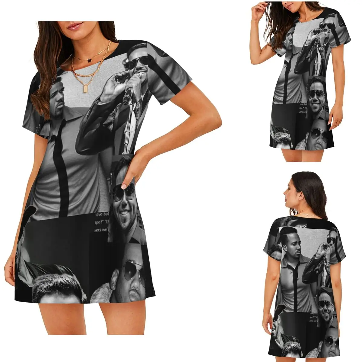 Latin Singer Romeo Santos Short Sleeves Nightdress For Sleeping Sleepshirts Women Short Sleeve Nightgowns Soft Pajama Dress