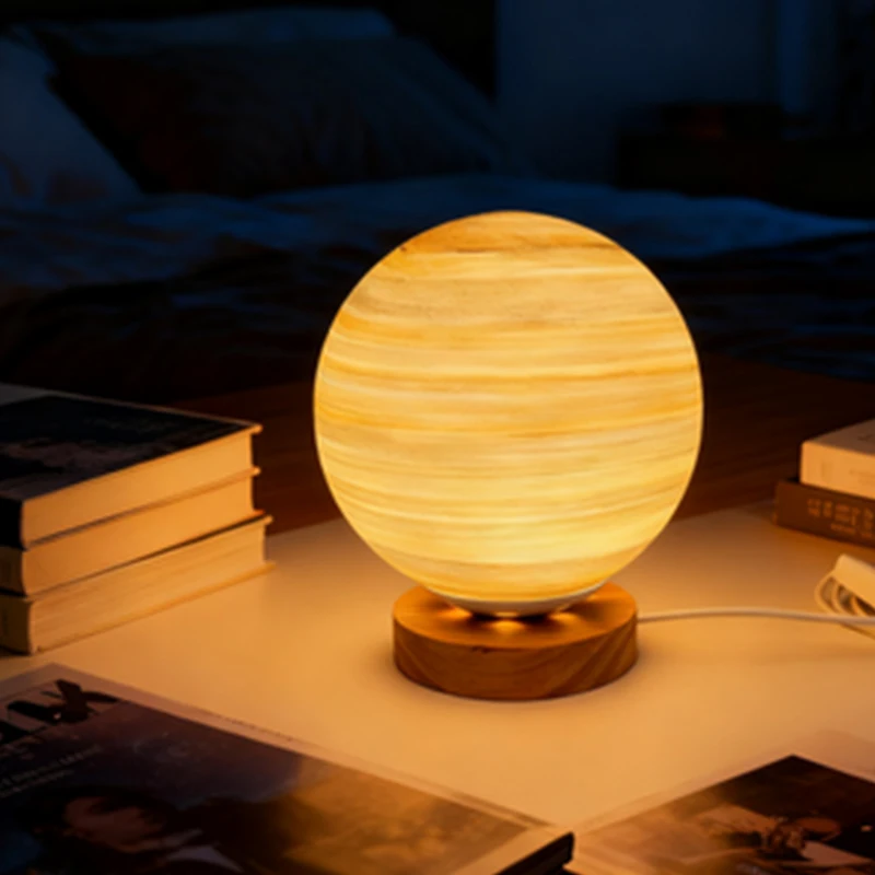 Planet Table Lamp Bauhaus Style Silver Base Planet Table Lamp Dopamine Ins Style Dreamy Starry Sky Moon Bedroom Bedside Desk