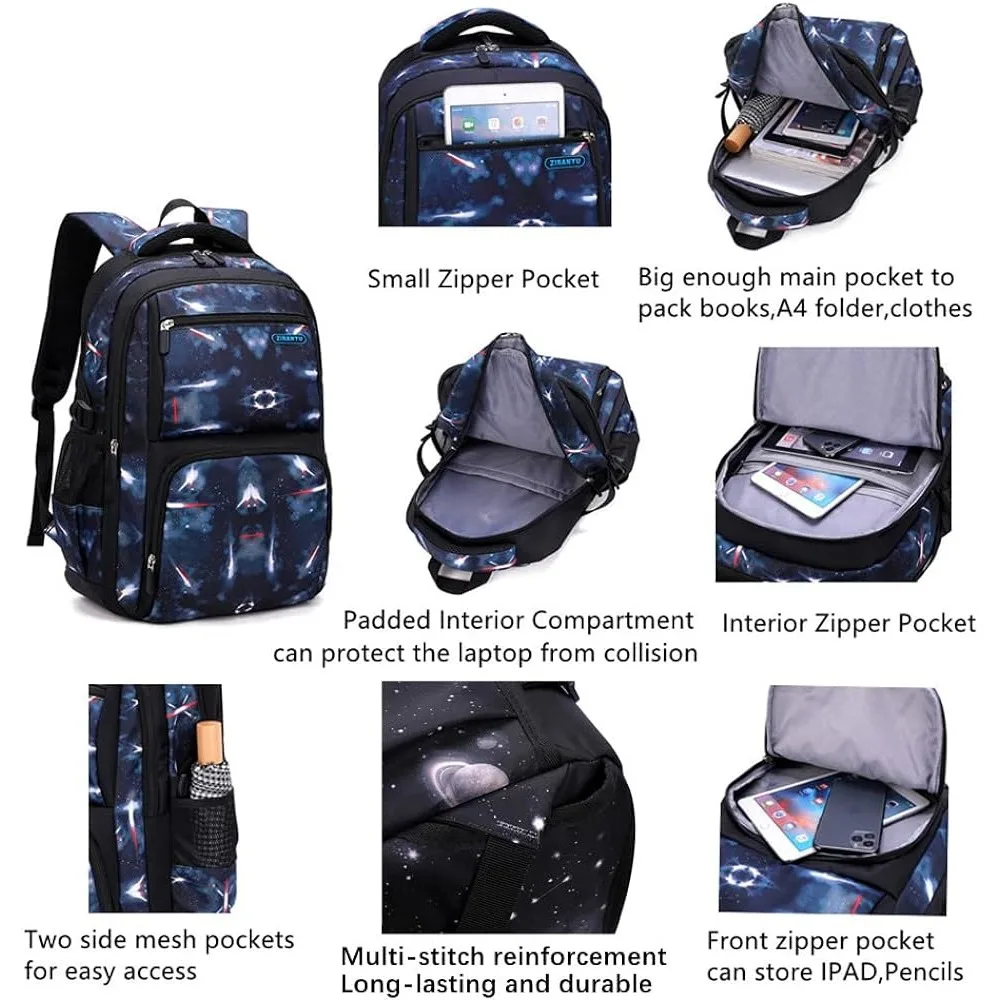 MITOWERMI Boys Rolling zaini kids'bagaglio zaino con ruote per ragazzi delle scuole Trolley borse Space-Galaxy Roller Bookbag