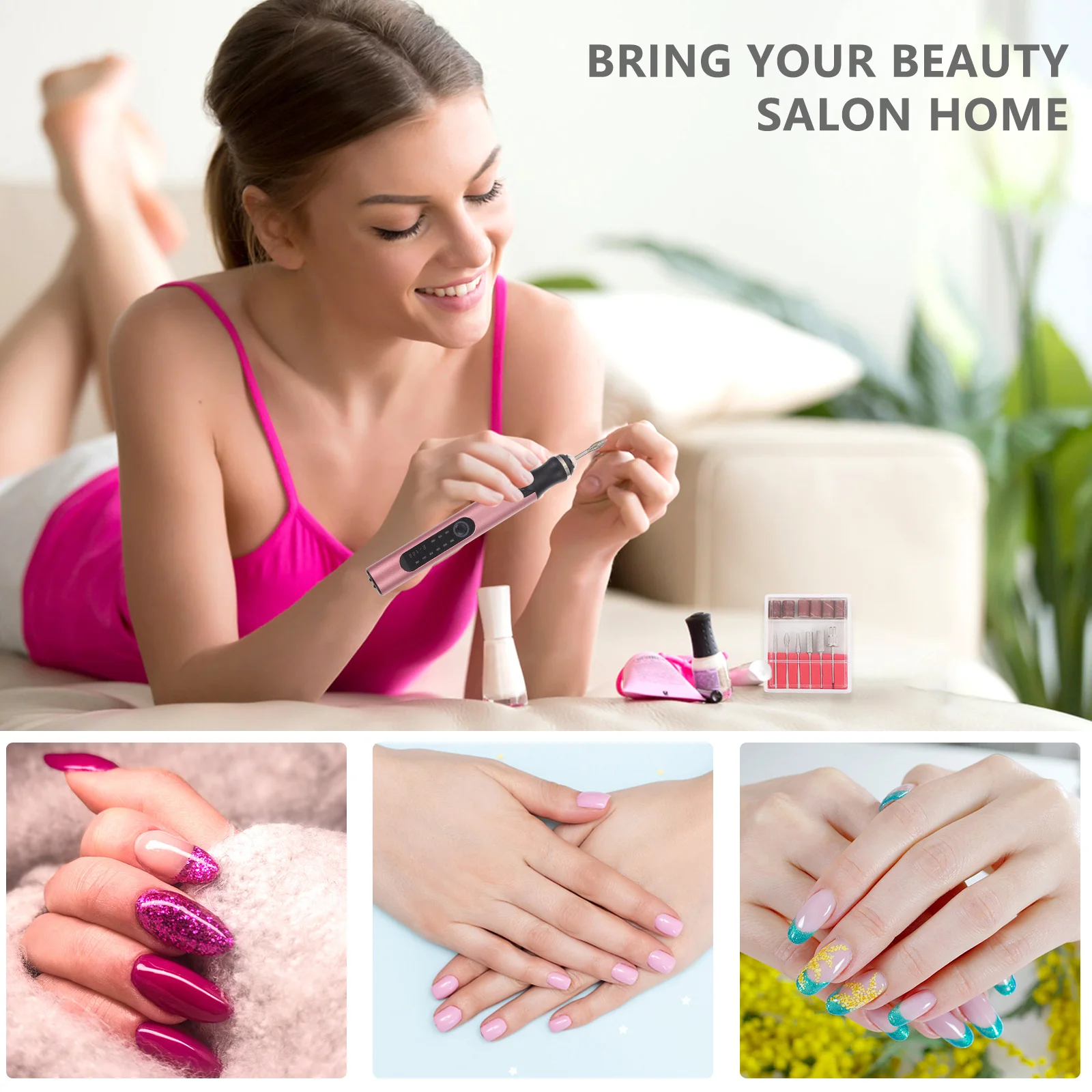 1 ensemble de broyeur à ongles électrique Portable, Rechargeable par Usb, outil de polissage de manucure, élimination des peaux mortes, fournitures d'art des ongles