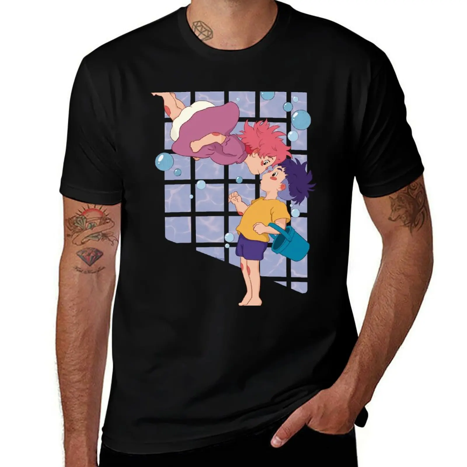 

Ponyo and Sasuke T-Shirt quick drying summer 2025 fashion shirts rapper graphic tees men t shirts high quality