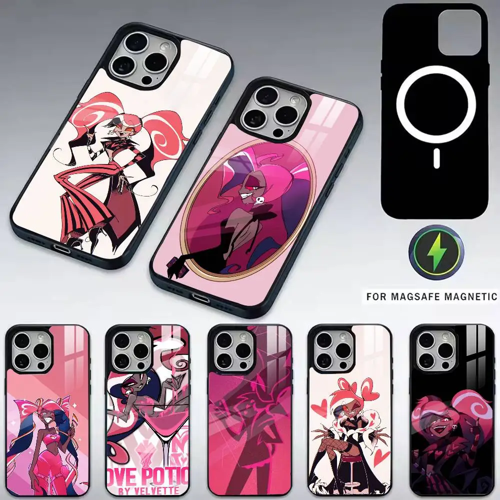 

H-Hazbin Hotel V-Velvette Phone Case For iPhone17,16,15,14,13,12,11 Plus,Pro Magnetic with Magsafe Wireless Charging