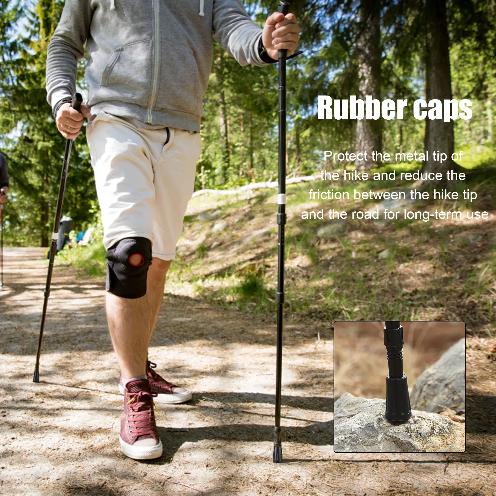 4Pcs Walking Stick Tip Protectors Trekking Pole Tpr Replacement Caps for Hiking Climbing Anti-Wear Walking Canes Covers