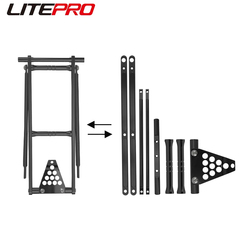 Liteproelite Folding Bike Aluminum Alloy Rear Cargo Rack Pushing Easy Wheel Carrier Shelf For Brompton Folding Bicycle