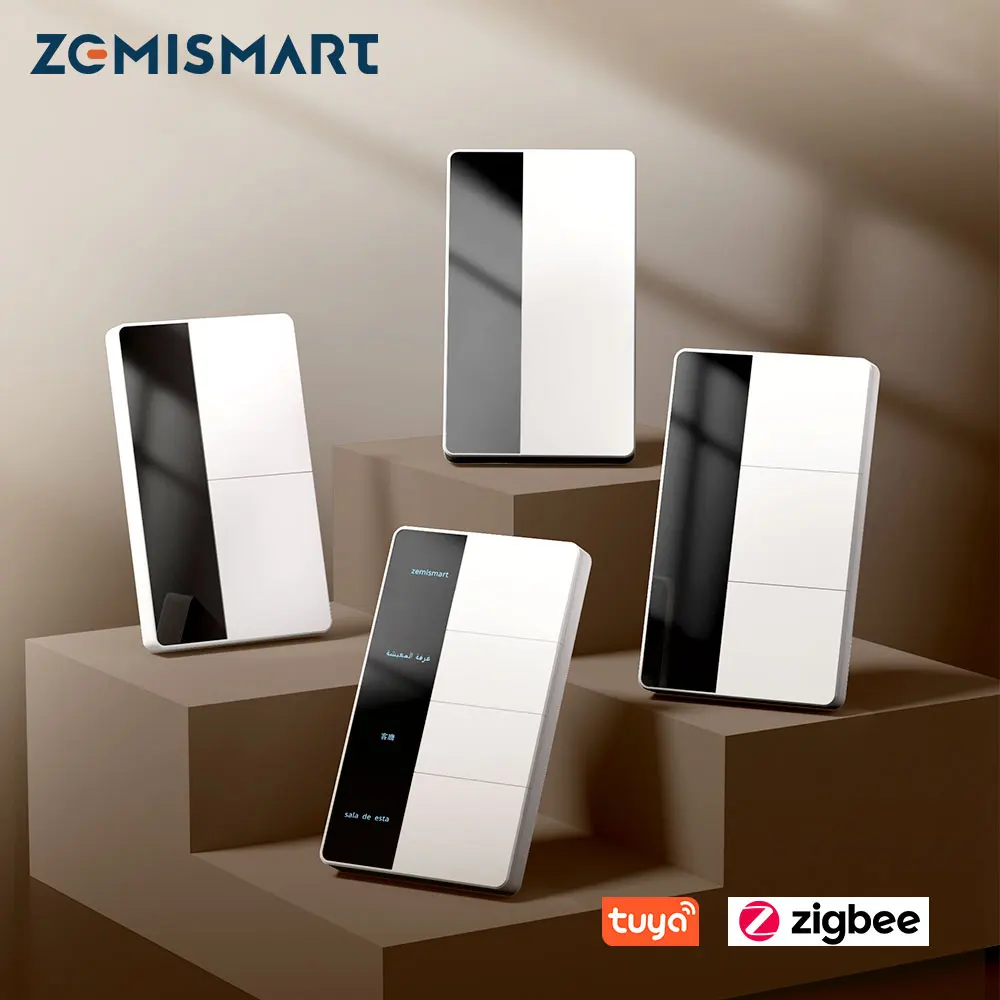 

Zemismart Zigbee DIY Name Switch Big Push Button US Light Switches Works with Tuya Home Assistant Alexa Google Home Via M6 Hub