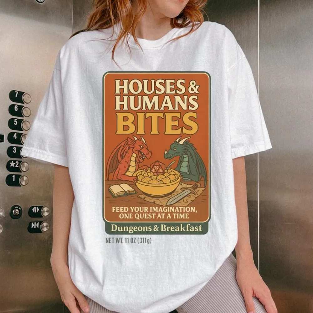 Houses and Humans D&D Shirt Dungeons and Dragons Gift Tee for Men Women Funny DnD T-Shirt Summer Short-sleeve Sweatshirt