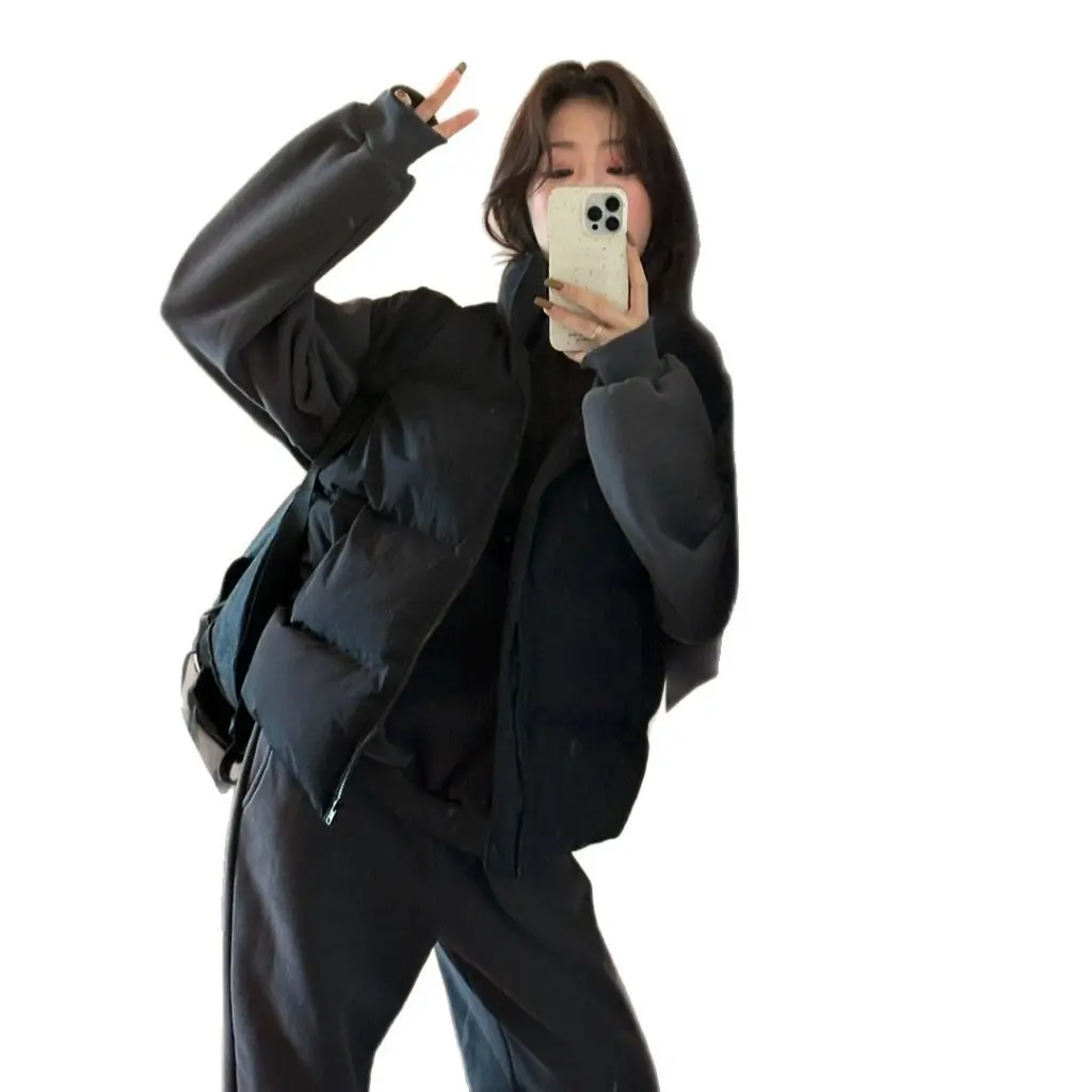 

Корейский стиль, модный хлопковый жилет, женская зимняя новинка, многослойная куртка с воротником-стойкой, верхняя женская одежда