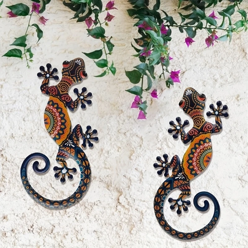 Metal Geckos Wall Decors Lizards Hanging Wall Decors Outdoor Wall Art Decorations C7AC