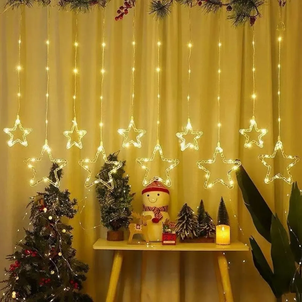 3M USB LED Star Curtain Light,with Remote Control, Christmas Decoration Fairy Light, Festival Party Window Wall Home Decoration