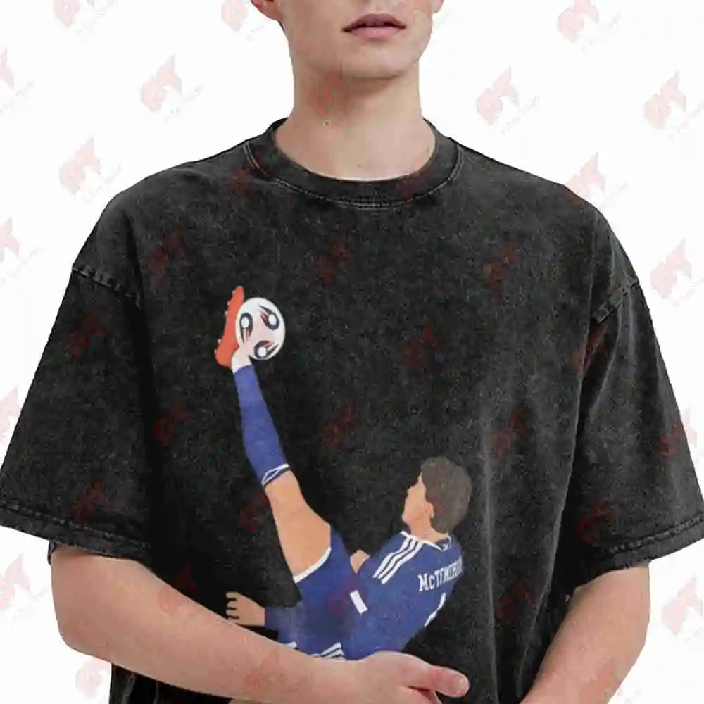 Scotland McTominay 26 Overhead Kick Soccer Vintage Washed Tee Pure Cotton T-Shirt