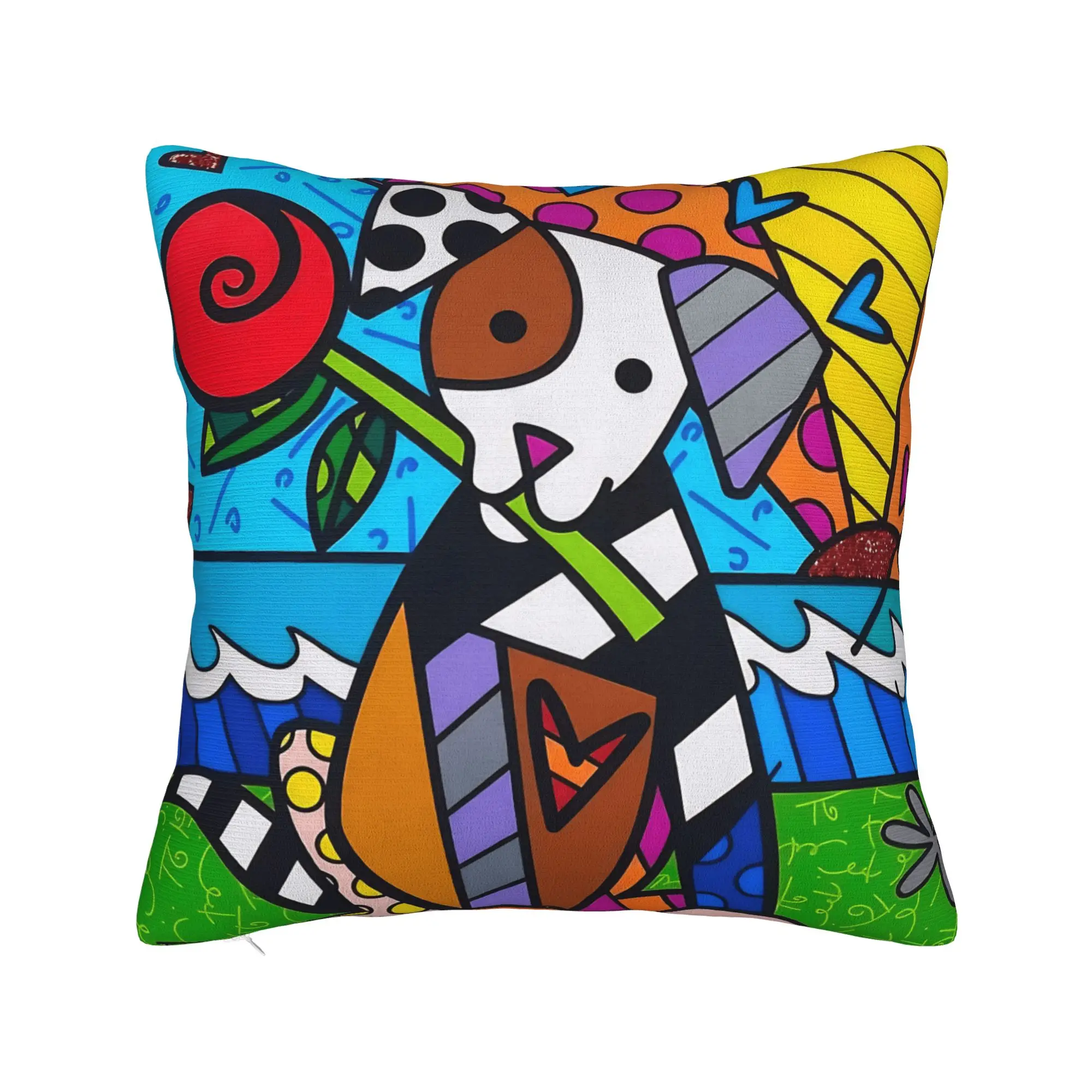 B-BrittoES Happy Art Pillowcases dog Fashion Pillow Case For Sofa Car Home Decor Comfy Pillow Cover