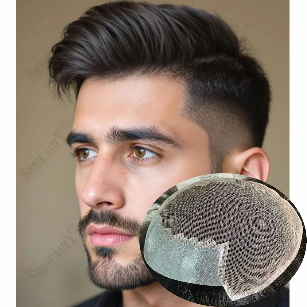 

Natural Color Q6 Lace with PU Toupee Men European Human Hair 6"Men Hair Replacement System Unit Man Wig Natural Hair Prosthesis