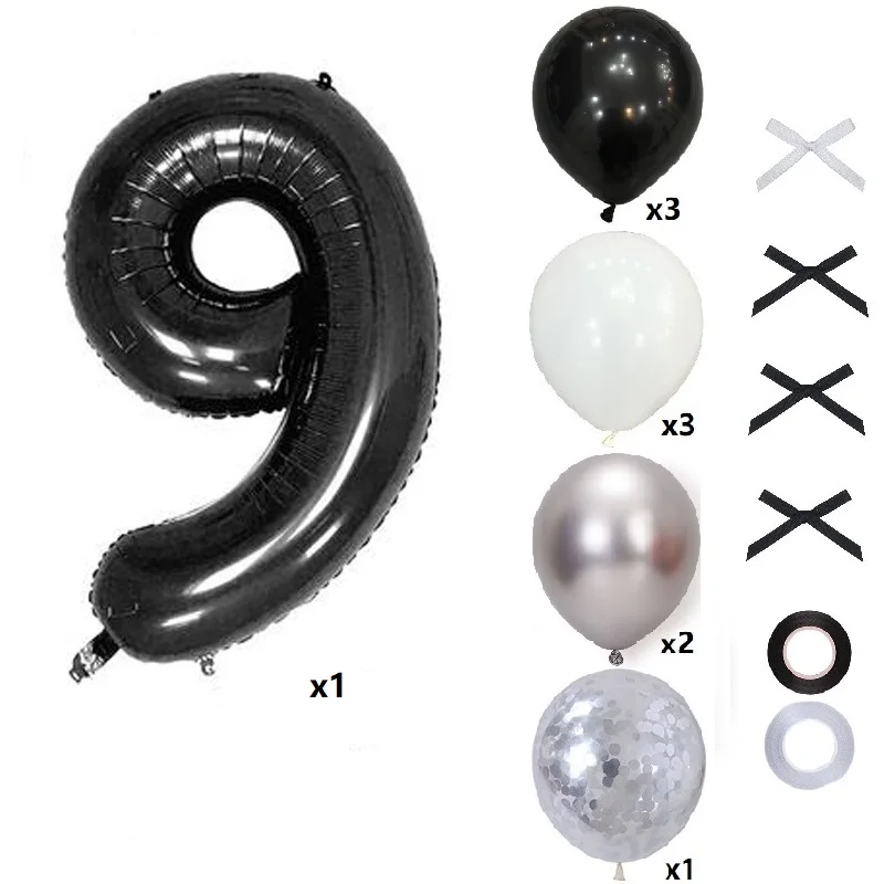 Czarny balon z cyframi Bukiet Wszystkiego najlepszego z okazji urodzin Tło Balon dla dzieci Wiek Dzieci Fotografia Dzieci Rocznica Dostawca — zdjęcie 6