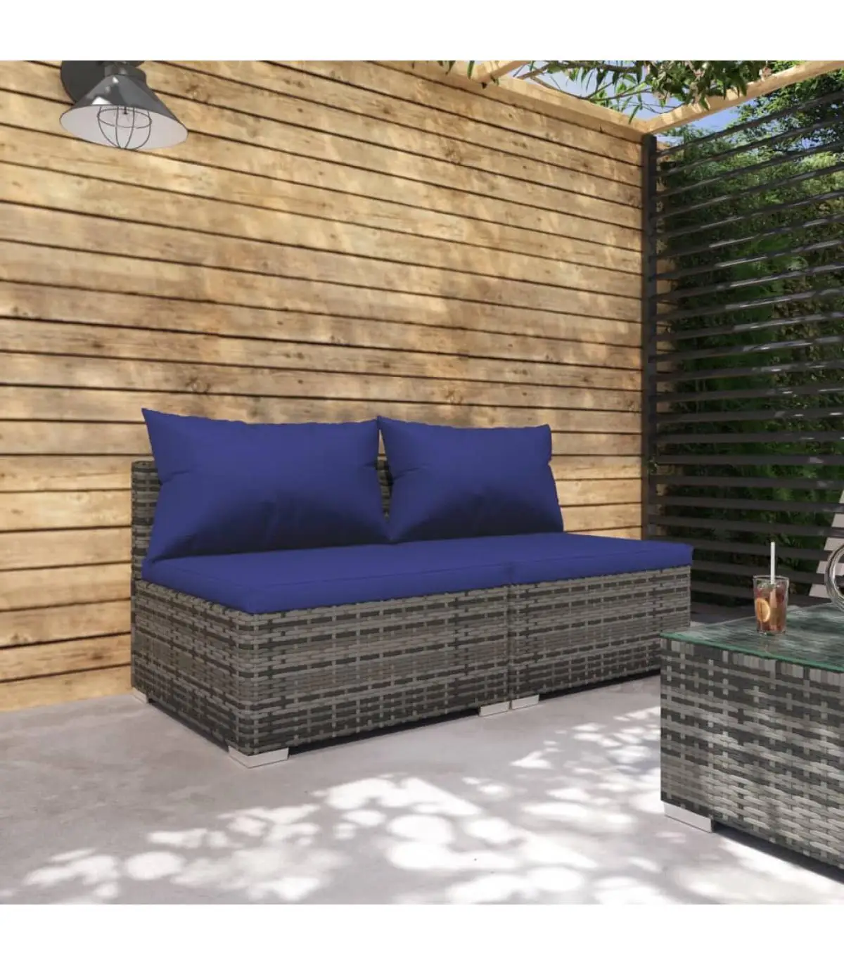 Garden sets garden furniture Set 2 PCs and gray synthetic rattan cushions