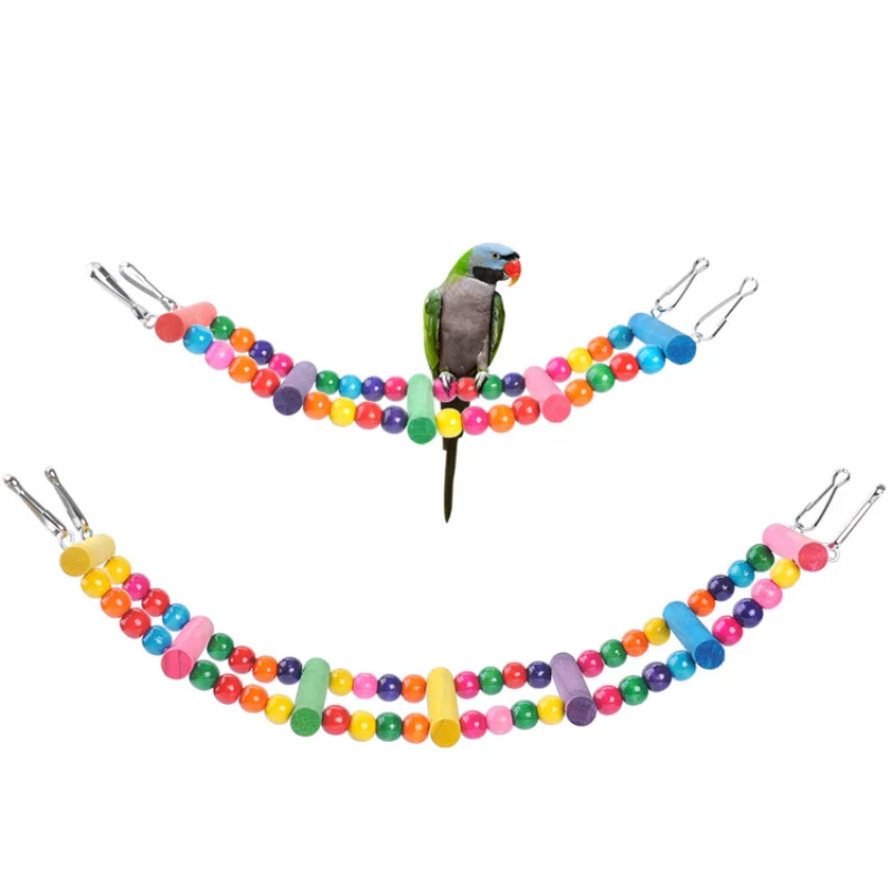 Parrot Climbing Ladder Toy Pet Bird Suspension Training Bridge Color exercise Ball Wood Molar Toy Budgerigar Supplies Cockatiel