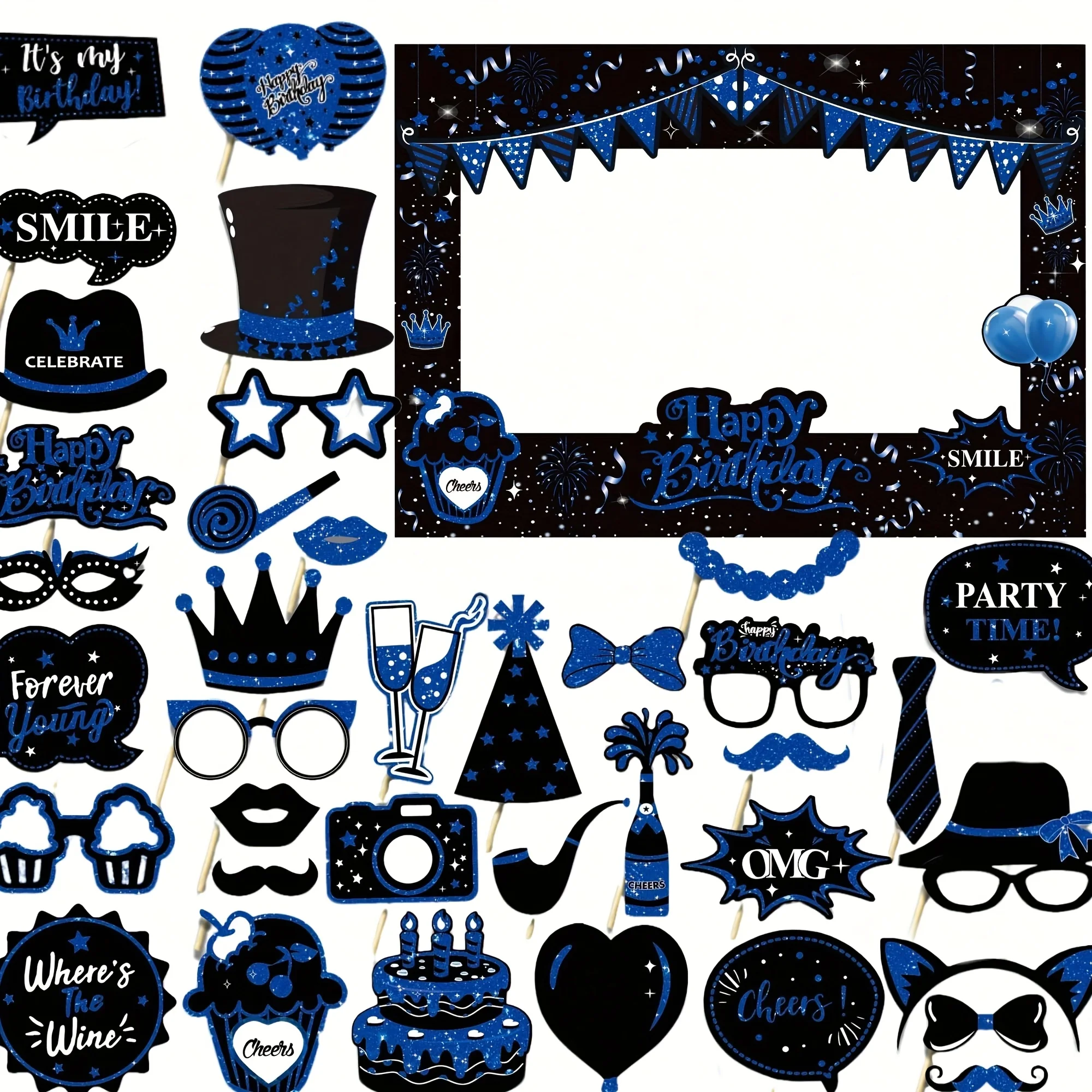 1/38/39Pcs Blue Gli…