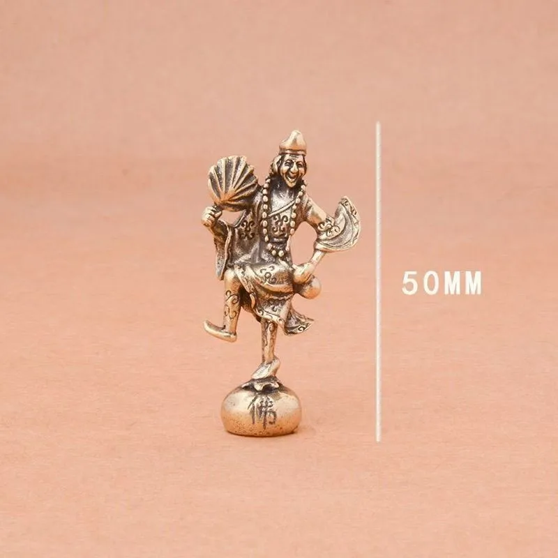 2pcs Mini Brass Ji Gong Figurine - Chinese Folk Legend Monk Statue