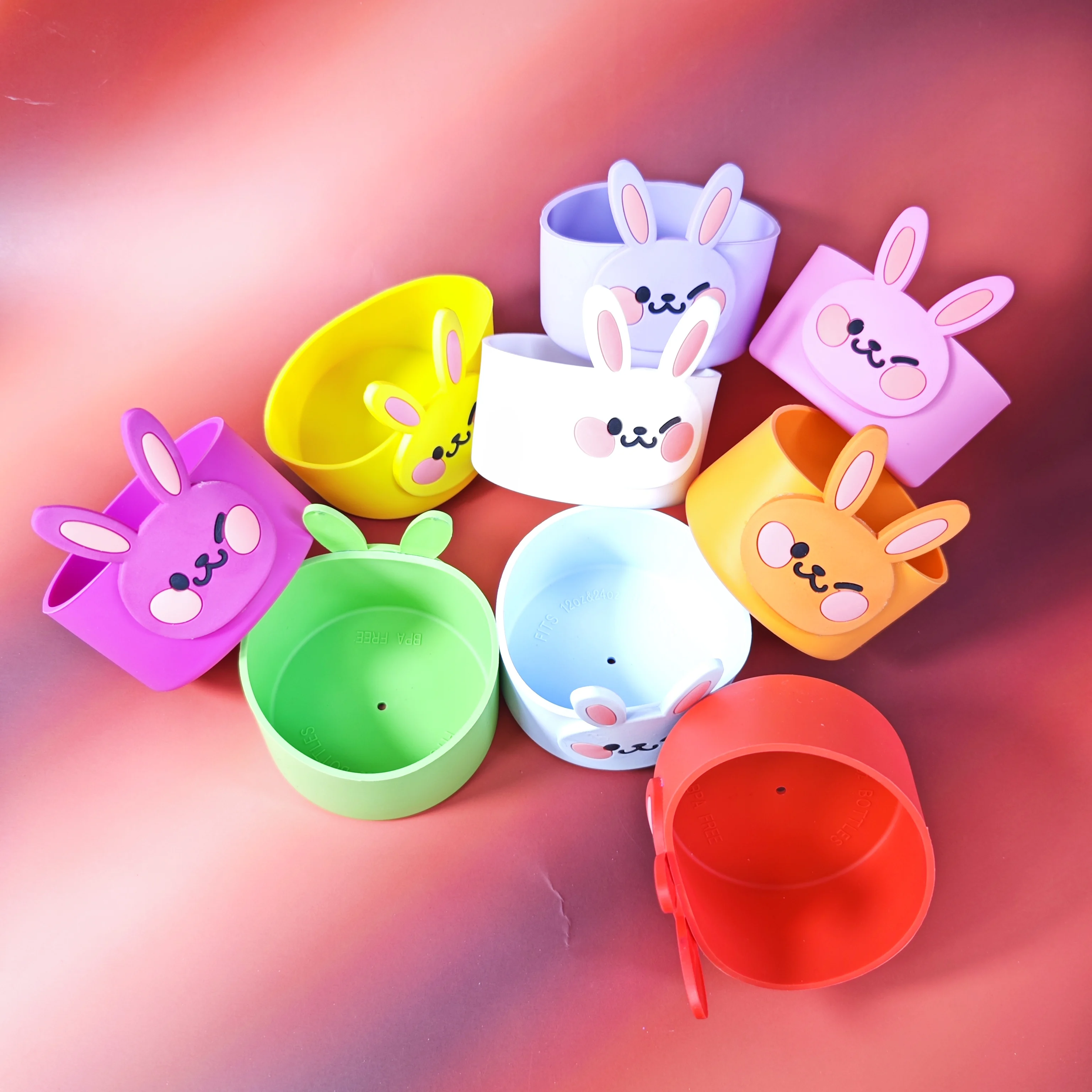 Cute Little Cat Cartoon Silicone Cup Sleeves Soft Rubber Heat-Resistant Heat-Insulating Tumbler Covers for Drinks