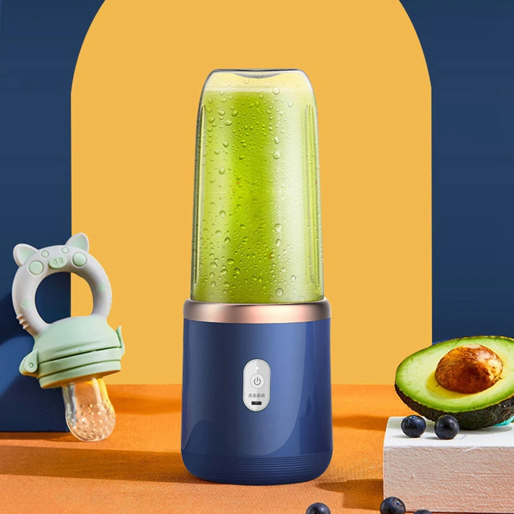 เครื่องปั่นน้ำผลไม้6ใบพร้อมเครื่องปั่นผลไม้ขนาดพกพาและฝา USB แบบพกพาชาร์จได้ mesin mikser น้ำผลไม้ขนาดเล็ก (สีชมพู)
