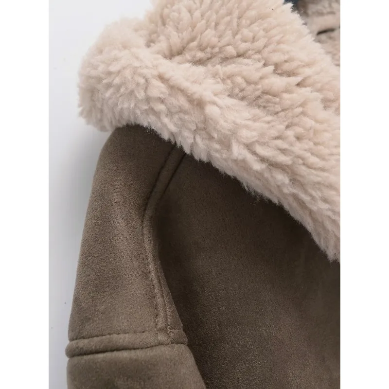 TRAF ZR Snow Parka Winter Coat Female Warm Woman Winter Coats Elegant Luxury Women\'s Coat American Retro Fur Hooded Parkas