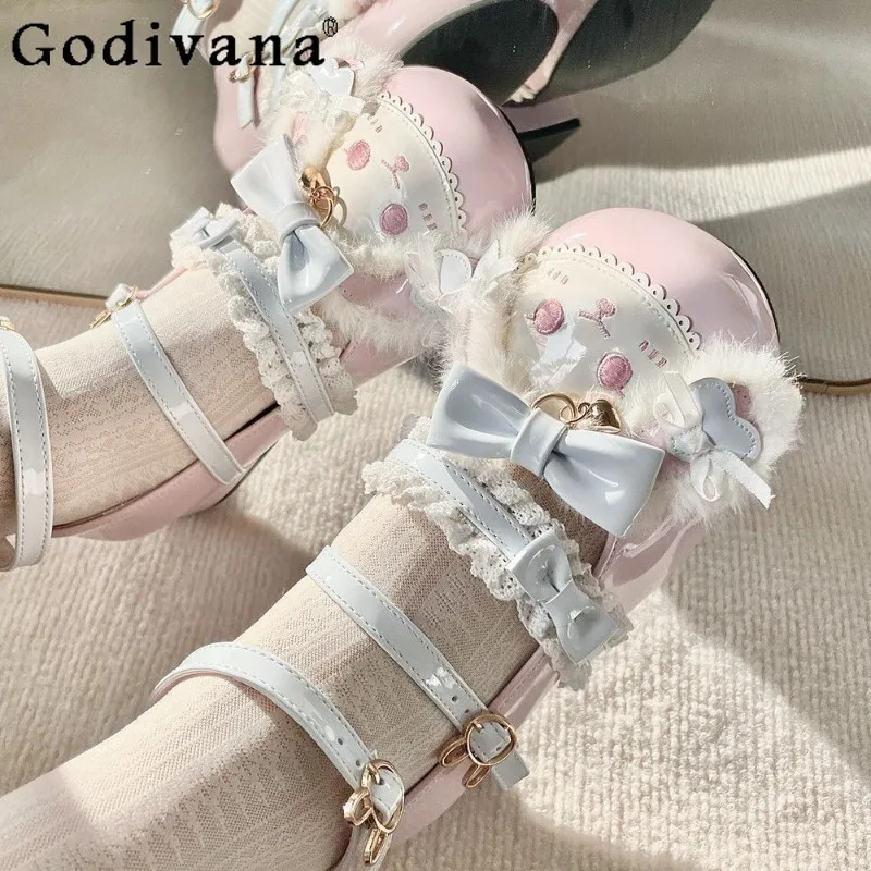 

Original Cute Doll Lolita Shoes for Women Low Heel Round Toe Bow Lolita JK Shoes Female Student Japanese Style Flat Shoes