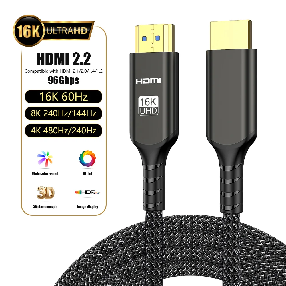16K HDMI 2.2 Fiber Cable 96Gbps Ultra High Speed 16K@60Hz 8K@240Hz 4K@480Hz Dynamic HDR EARC HDCP Certified For PS5 Xbox HDTV