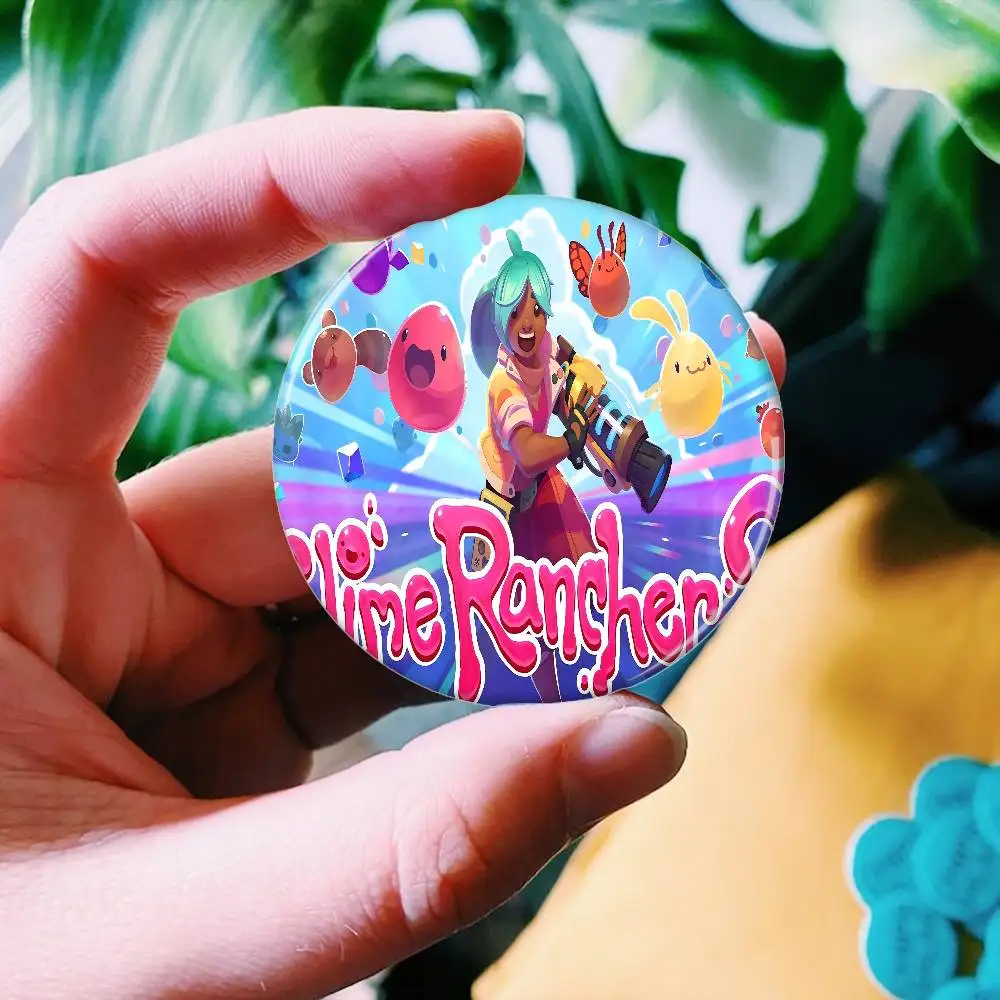 Game S-Slime R-Rancher Tinplate Pin Button Custom Anime Role Old-school Brooch Cartoon Collar Badge Jewelry Gift Fans
