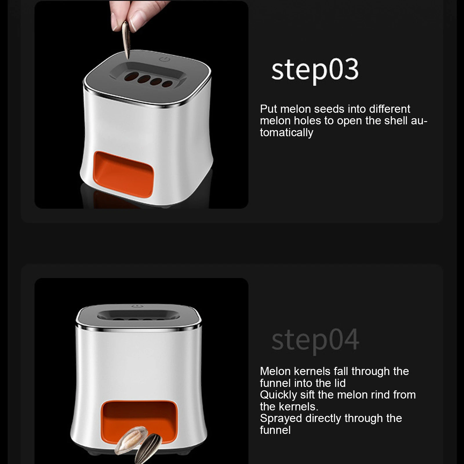 D5 Automatic Melon Seed Peeling Machine USB Automatic Seeds Sheller Opening Tool Sunflower Seeds Peeler Kitchen Gadgets White