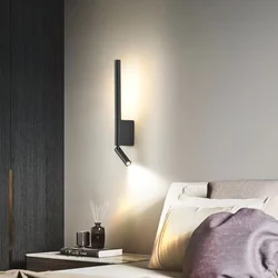 Nordic Bedside Wall Lamp with 330 Degree Rotation and Switch Reading Light for Bedroom Adjustable Up Down Aluminum Wall Lamps