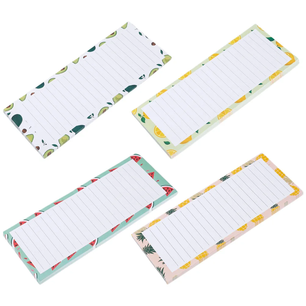 4pcs Magnetic Message Board Fridge Note Pads Avocado Pineapple ange Watermelon Grocery List Pad Home Office