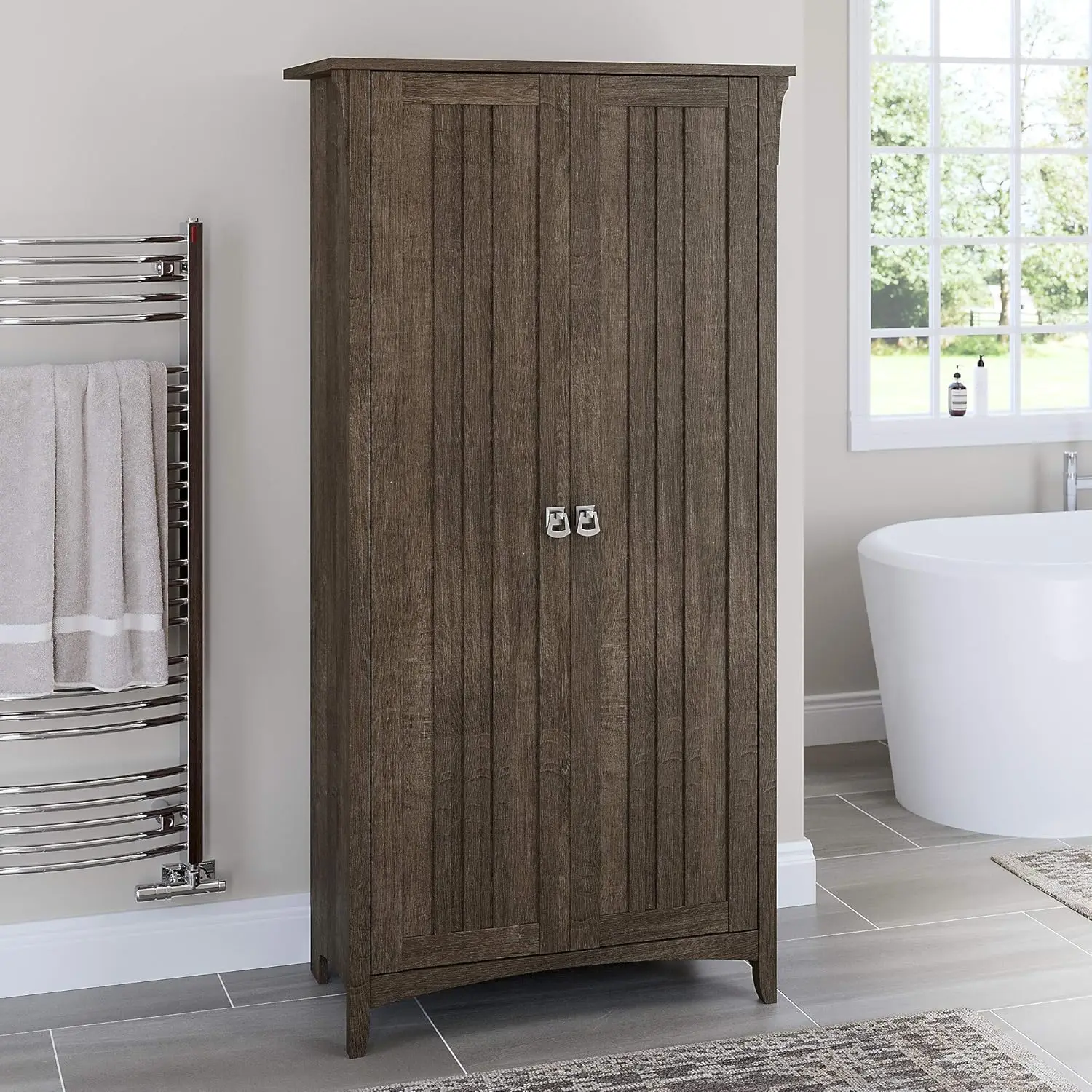 Bathroom Storage Cabinet with Doors, Ash Brown