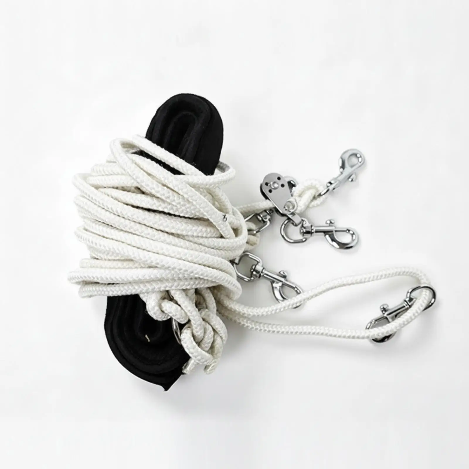 Adjustable Horse Lunging Rope with Padded Handle and Braided Nylon for Equestrian Training Use