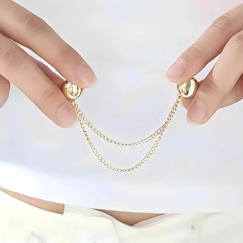 6 Stück Multifunktionale Magnetische Kleidungsclips mit Kette, Metallknöpfe, Clip für Kleidung, Schals, Hosenbeine, Manschettenbefestigung, Magnetnadel – Detail 11