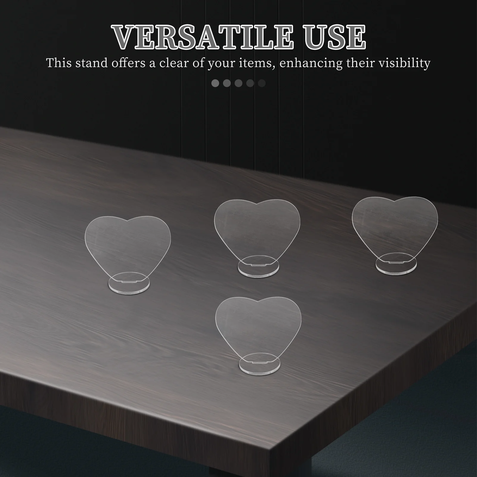5pcs Acrylic Heart Shaped Stand Clear Transparent Diy Card Holder Desk Decor Greeting Frame Plate Display Risers Acrylic Display