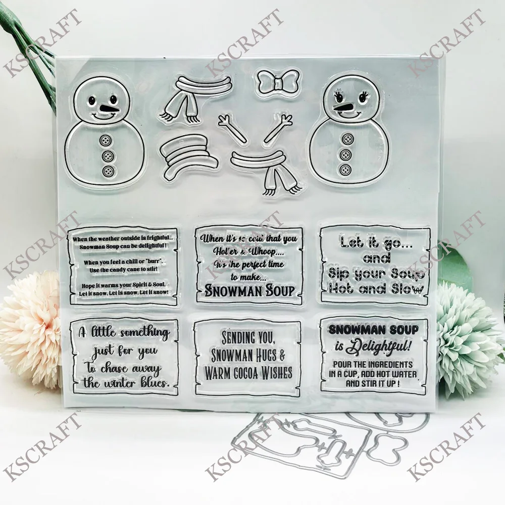 KSCRAFT Snowman Soup Recipe Cutting Dies Stencils for DIY Scrapbooking Decorative Embossing DIY Paper Cards