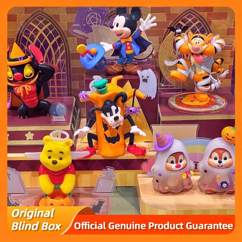 

Genuine Halloween Fantasy Night Series Blind Box Cute Desktop Ornaments Figure Model Toys Disney Stitch Winnie Mystery Box Gift