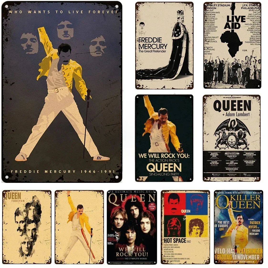 Vintage Classic Queen Band Poster Metal Tin Sign Singer Band Metal Signs Poster Club Pub Bar Home Wall Decor Signs Rusty Plate