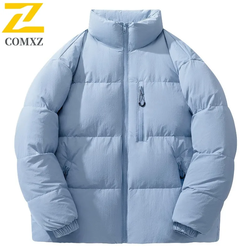 COMXZ Mens Down Jacket Stand Collar Outdoor Cycling Windproof Warm Parka Luxury Travel Cold Resistant Winter New Padded Jackets
