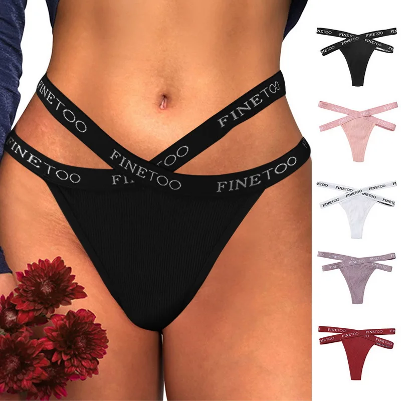 

Women's Thong Sexy Cross Letter Belt Panties High Slit Thread Cotton Briefs Women's Panties Hip lift, anti-glare