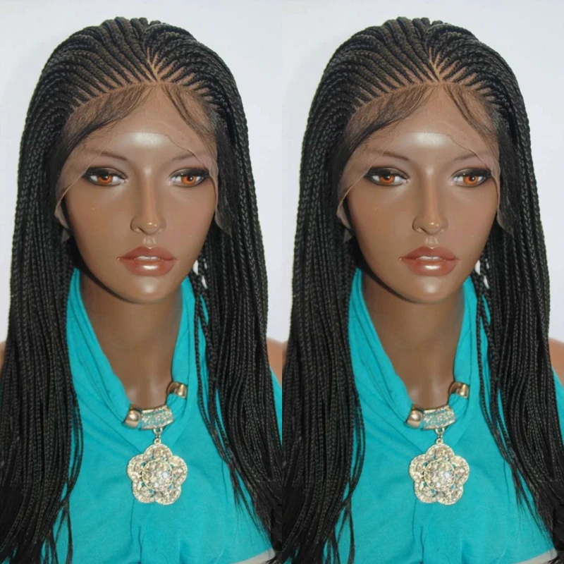 Box Braided Wigs Cornrow Braid Wig New Synthetic Lace Frontal Wigs for Black Women Knotless Braids Party Wig Baby Hair Daily Use