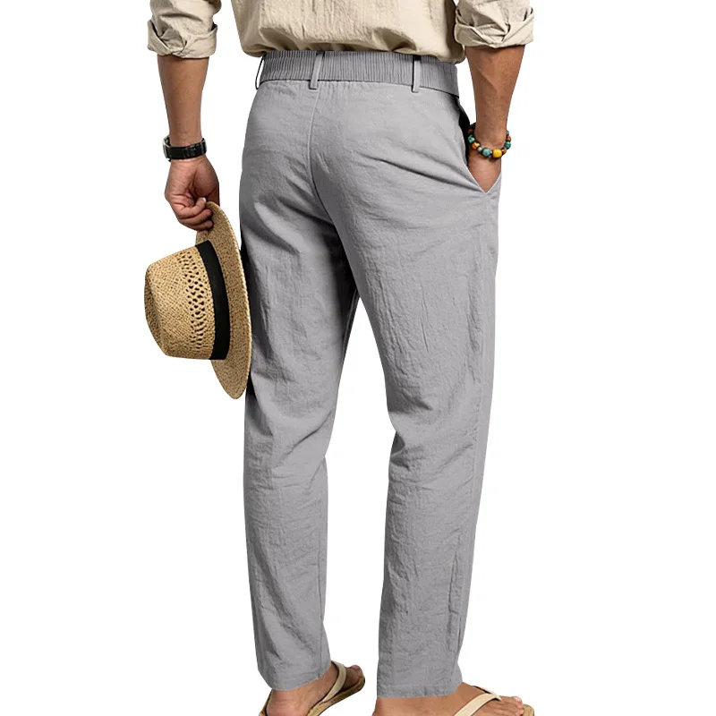 Grenzüberschreitende italienische Neapolitaner Gorger Old Money Style Herren Freizeithose aus Leinen im Commuter-Stil – Detail 23