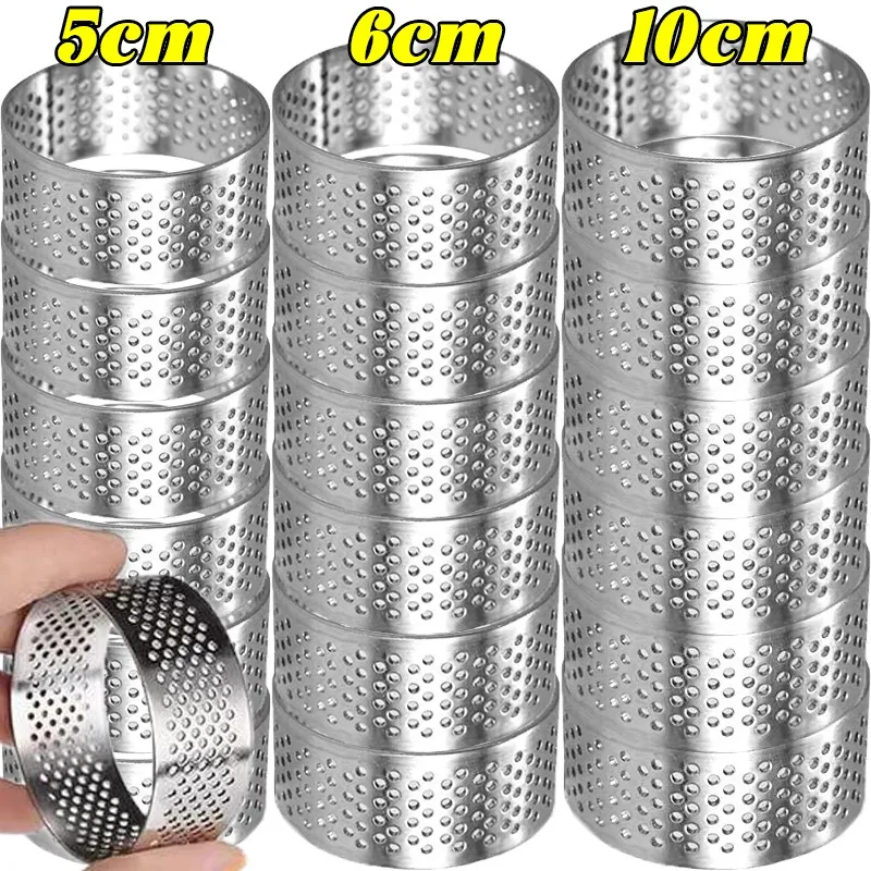 1-5 unidades de aros para tartas, moldes redondos perforados para pasteles, aros circulares resistentes al calor para mousse, cortadores de galletas para postres franceses, para fiestas de cumpleaños
