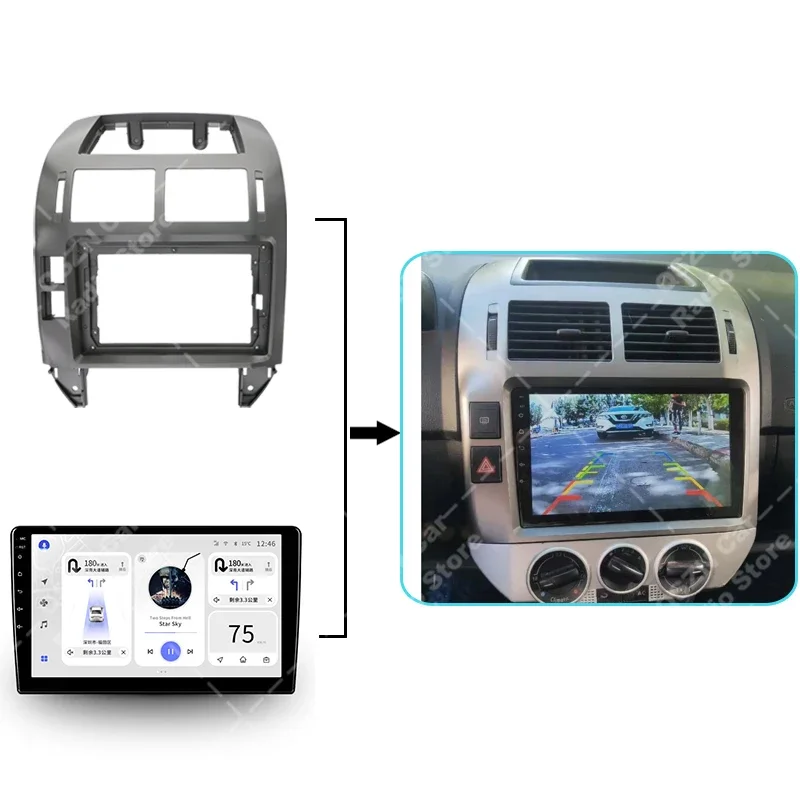 2 Din 9 Inch Car Radio DVD GPS Mp5 Plastic Fascia Panel Frame for VW Volkswagen POLO Polo 2004-2011 Dash Mount Kit