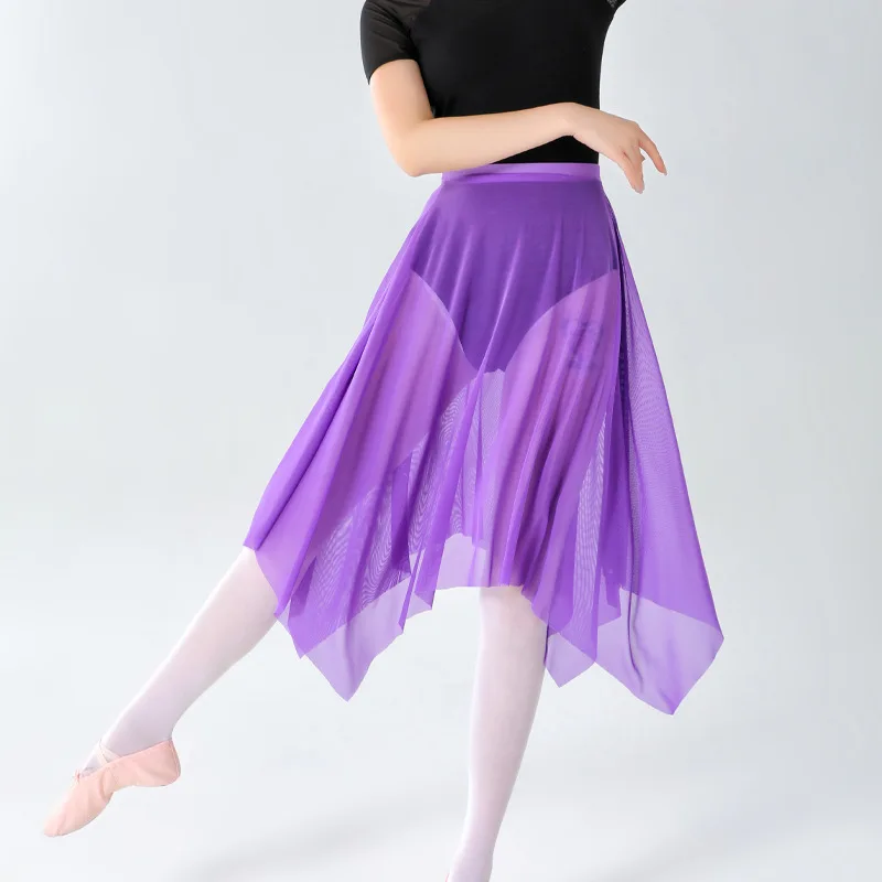Ballet Skirt Adult Women Middle Mesh Skirt Dance Tulle Skirt Ballet Exercise Clothing Chiffon Skirts Black Stage Costume Women