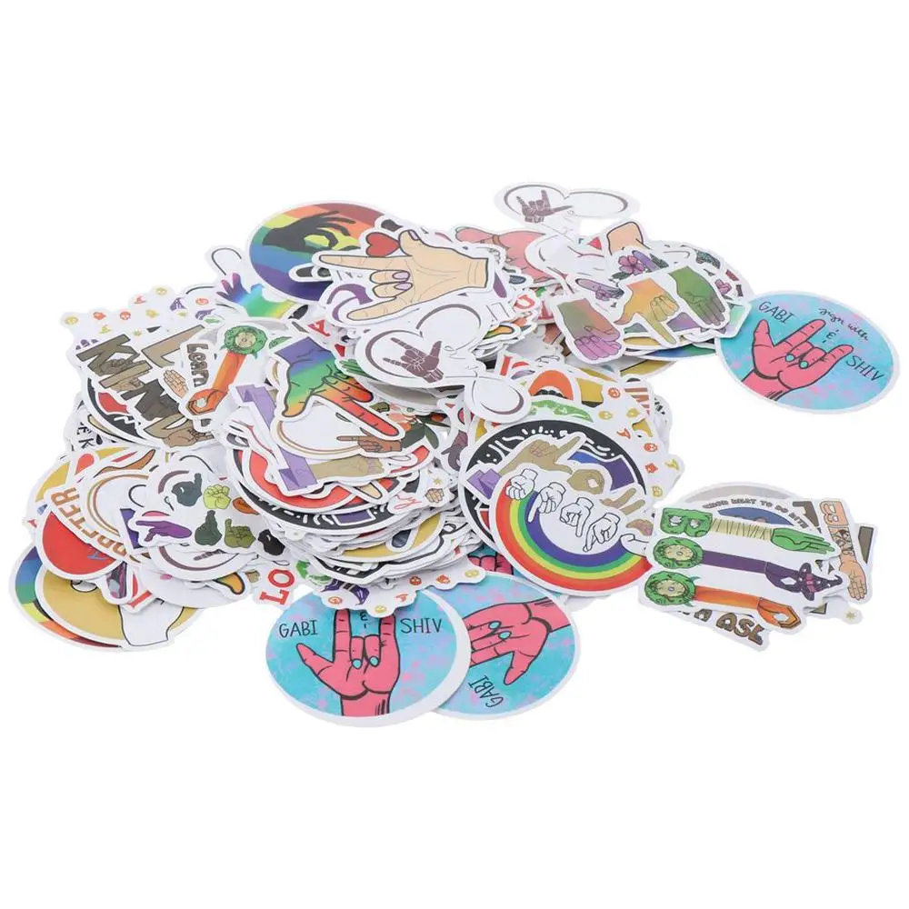 

Bicycle Waterproof ASL Stickers Vinyl Pvc American Sign Language Sticker Pack/Sign Language Sticker Kids