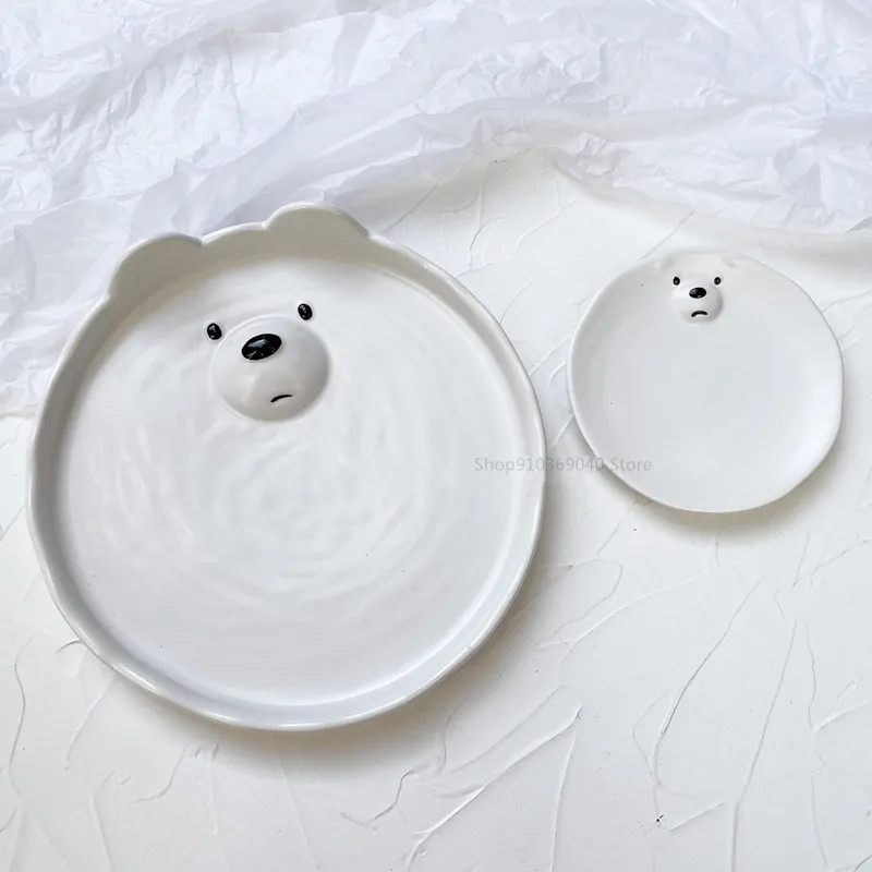 Ceramic Palette Cute Ins Bear/cat/pig Plate Watercolor Palette Ceramic Mini Chinese Painting Gouache Art Tools Art Supplies