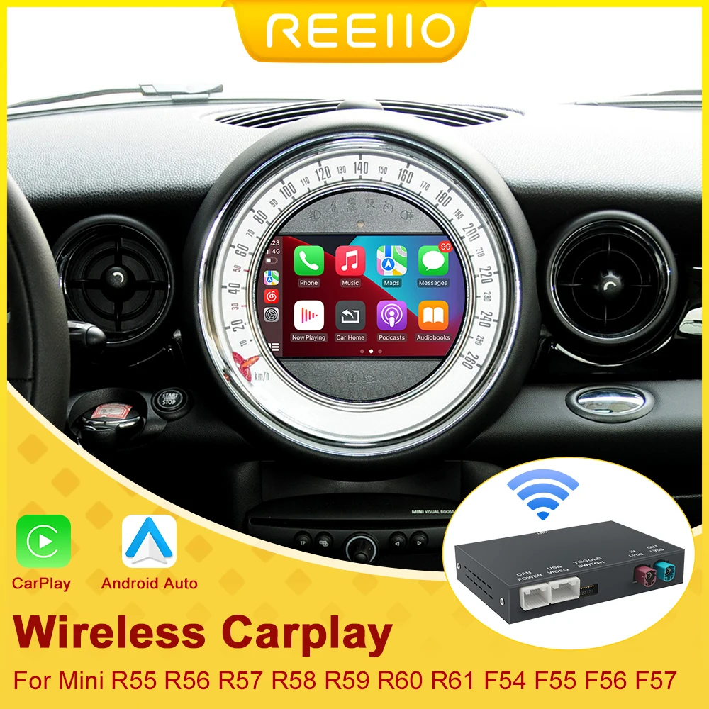 REEIIO Wireless CarPlay Android Auto For BMW Mini R55 R56 R57 R58 R59 R60 R61 F54 F55 F56 F57 Clubman Countryman Hardtop Cooper