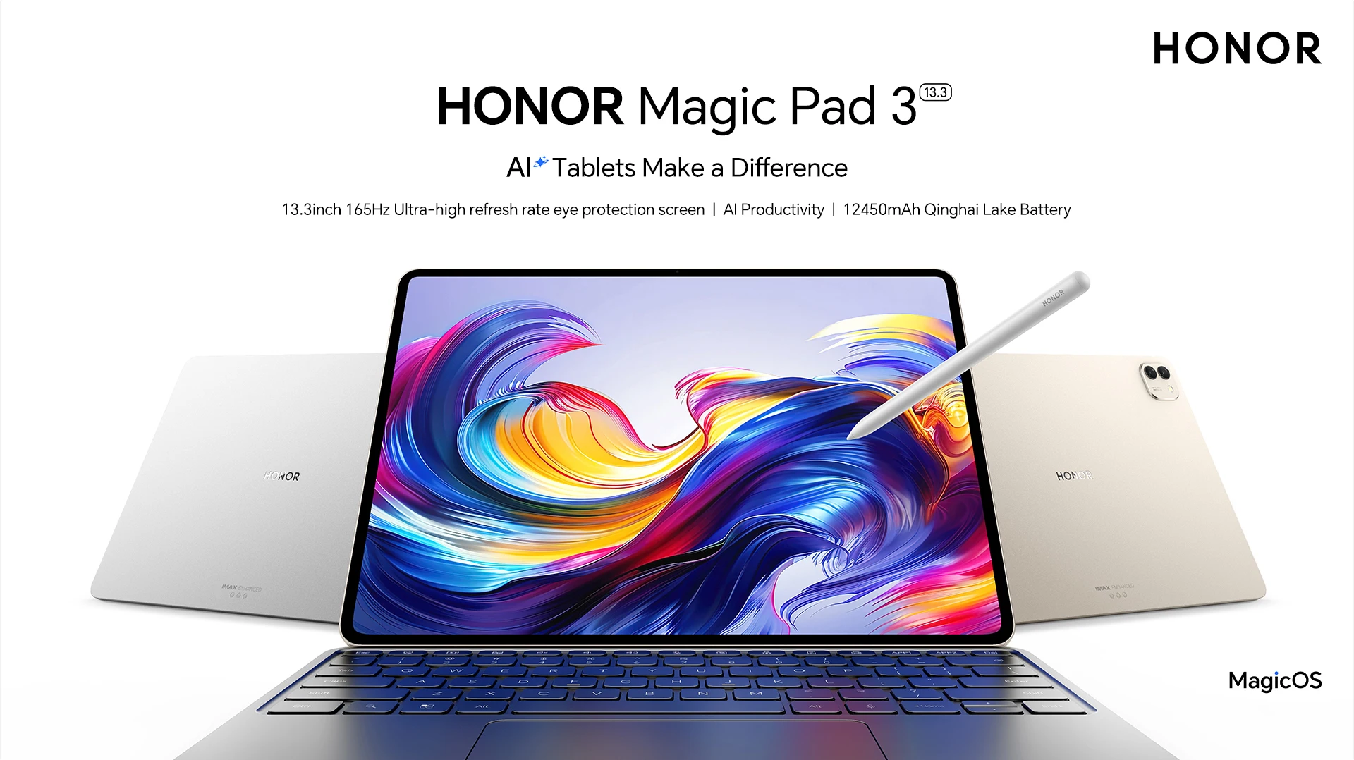 Global Version Honor Magic Pad 3 Tablet 165Hz 13.3'' 3K Lcd Display Pad Snapdragon 8 Gen 3 12450Mah Battery Magicos 9.0.1 16+512Gb