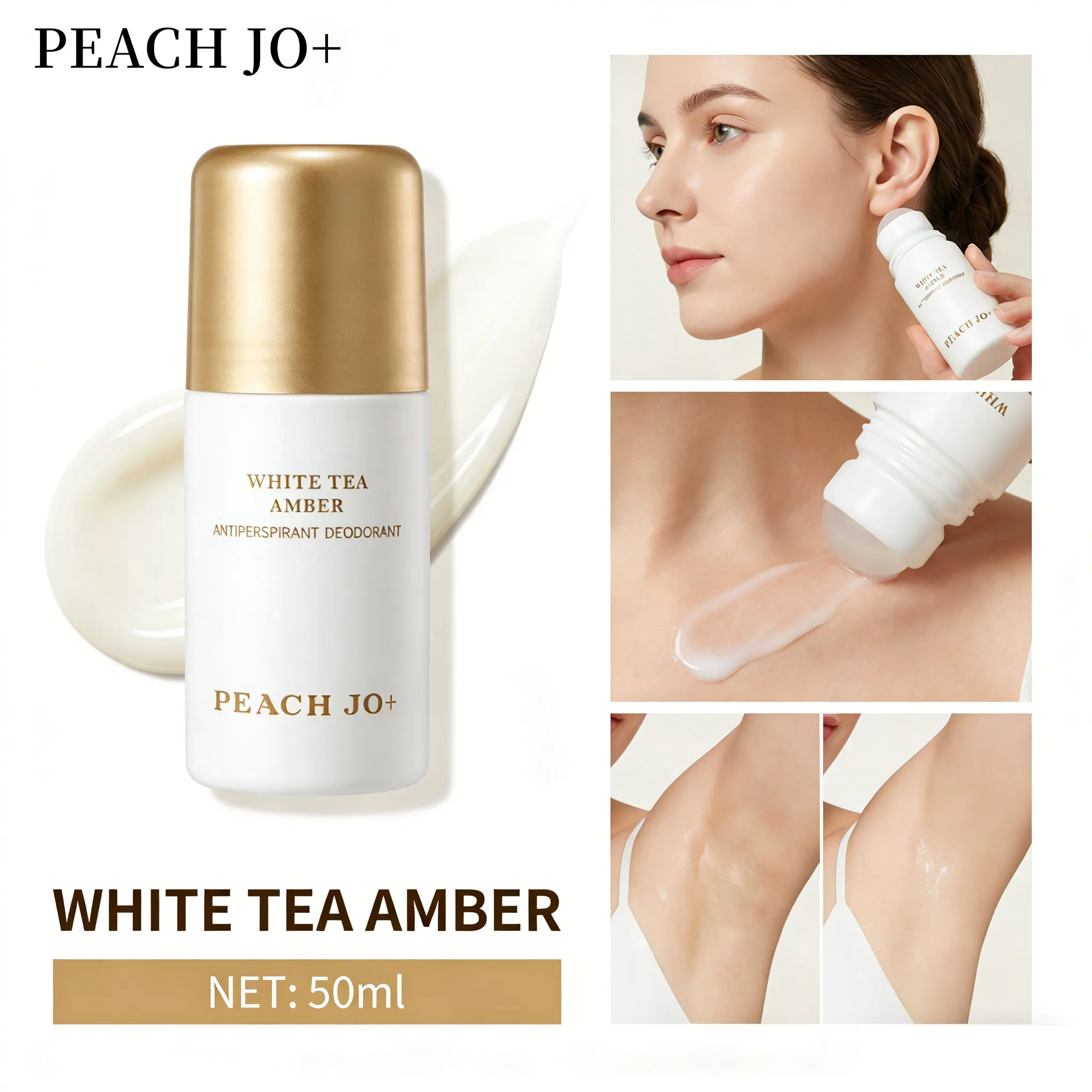 

Peach Jo Small Gold Cap Antiperspirant Roll-On Perfume Deodorant, Smooth and Easy to Apply, Long-Lasting Dryness and Fragrance, Prevents Sweatiness, Dual Fragrance and Odor Removal, Unisex, a Must-Have for Summer Freshness